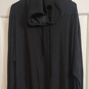 Black Hooded Long Sleeve Top